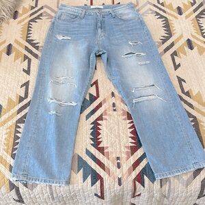 Flying Monkey High Rise Crop Distressed Denim Jeans Size 27.